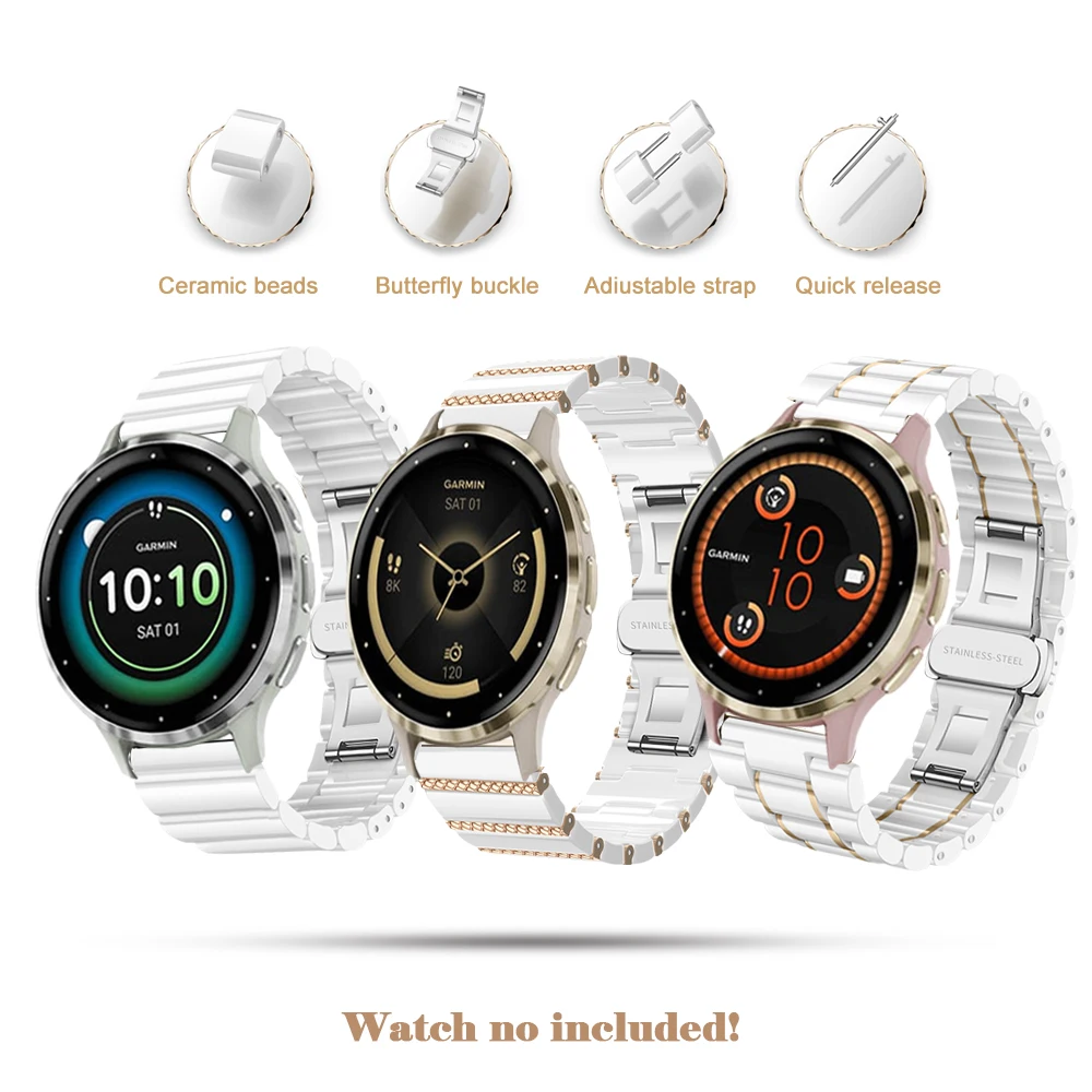 Потолочный ремешок 18 мм подходит для Garmin Venu 3S 2S, элегантное платье, женские наручные часы, подходят для Garmin Active S Move3S/265s 255s Потолочный ремешок 18 мм подходит для Garmin Venu 3S 2S, элегантное платье, женские наручные часы, подходят для Garmin Active S Move3S/265s 255s