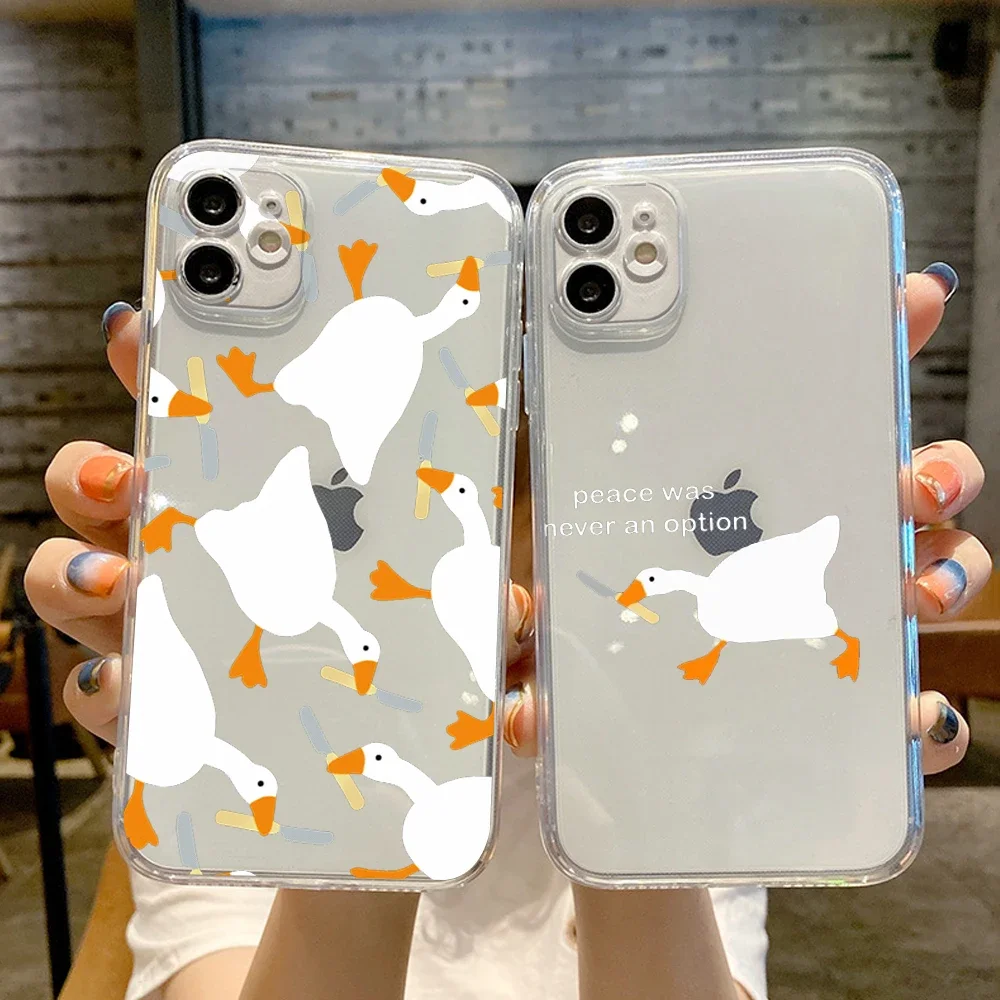 Duck Goose game cartoon Phone Case Transparent For iphone 15 13 12 11 14 Pro Max Mini X XR XS 7 8 15 plus 13 14 max phone Covers