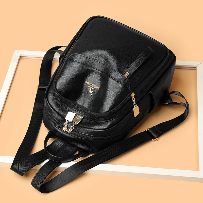 

Fashion Women Backpack Designer Pu Leather Travel Back Pack Casual Shoulder Bag High Quality School Bags For Teenagers Girls Sac