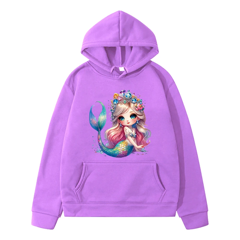 Mermaid princess hoodie Fleece sweatshirt boys pullover y2k sudadera Disney Autumn anime hoodie Kawaii Jacket kids clothes girls