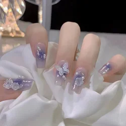 Faux Ongles en Forme de Cœur et de Papillon, Couverture Complète, sulfPoignées de Ballet Françaises Amovibles, N64.Art, 24 Pièces