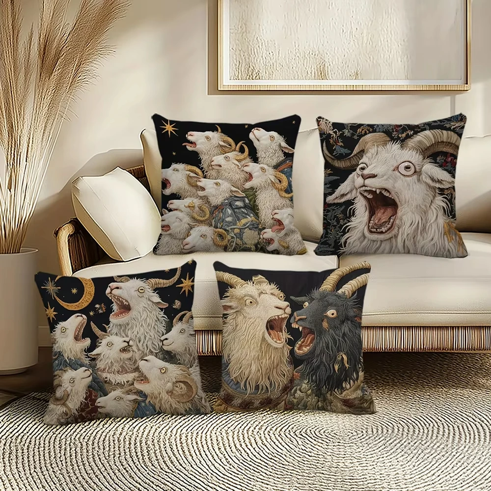 Exquisite Goat Printed Cushion Pillow CaseCovers Fantasy Inspired Sofa Home Room Decor