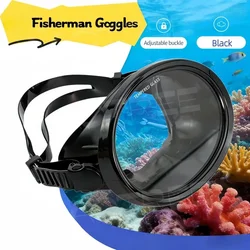 Oval Diving Mask Spearfishing Mask Classic Retro-Style Panoramic Wide View Scuba Goggles Tempered Glass Lens for Adults