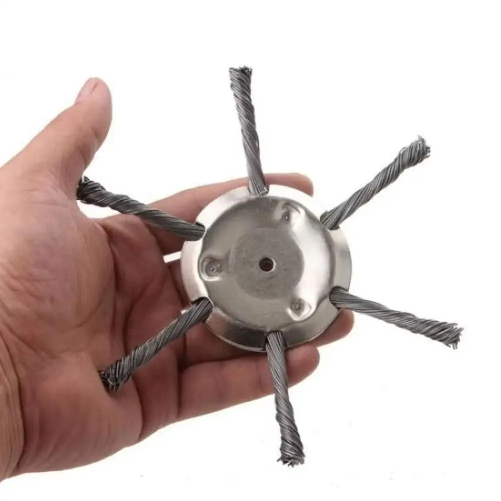 Weed Brush Rust Removal Trimmer Head - Steel Wire Wheel, For Lawn Mower Grass Trimmer Moss Cleaner