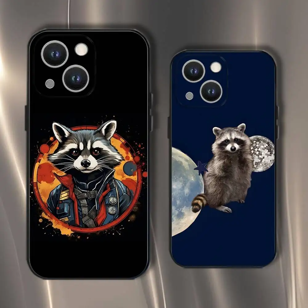 

Cute Raccoon Phone Case For iPhone 16,15,14,13,12,11,Pro,XS,Max,XR,Plus,E,SE4,Mini Black Soft Cover