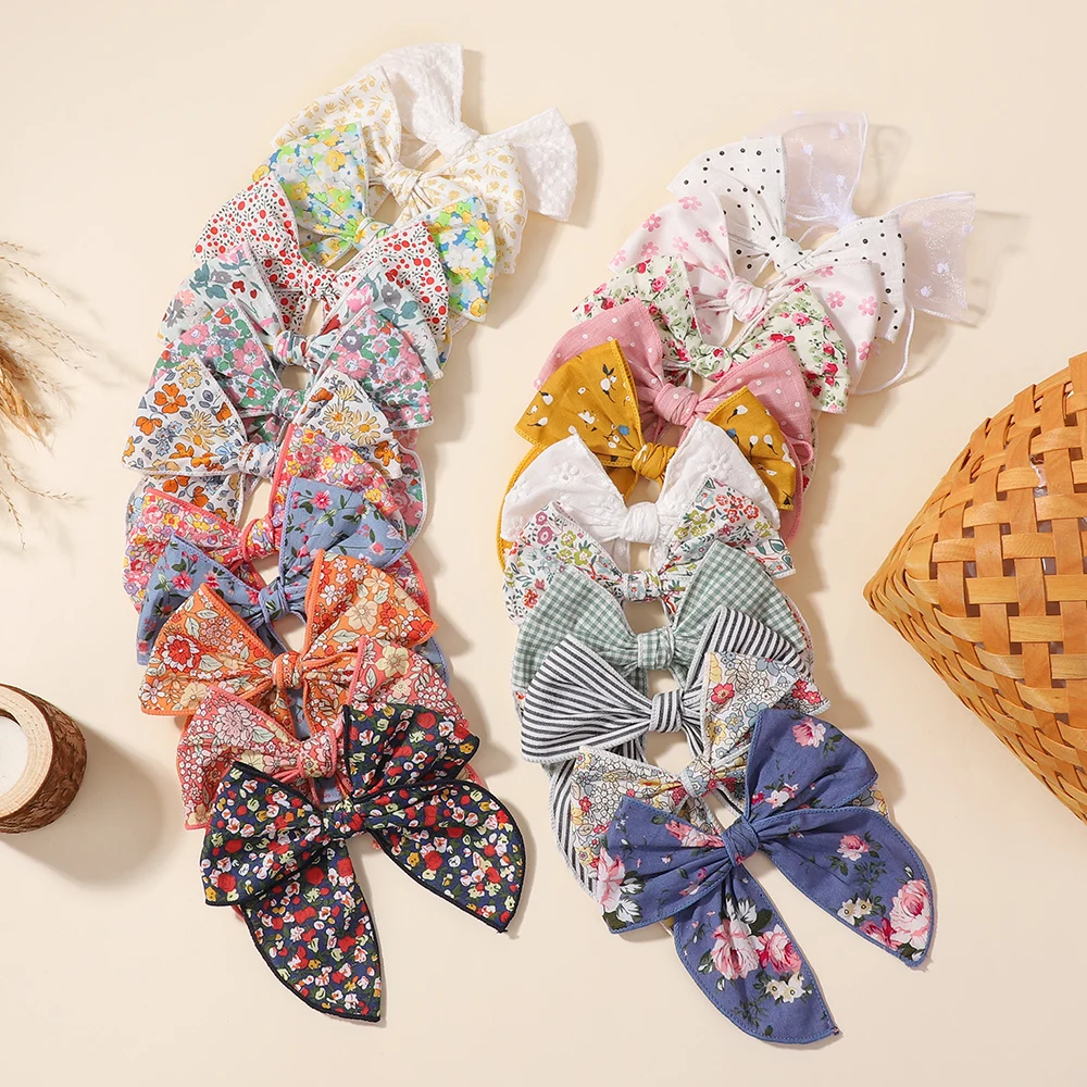 6pcs Elegant Floral Cotton Hair Bow Spring Hair Clip Fashion Print Hair Barrette Women Girls Sweet Hairclip Hair Accessories image 6
