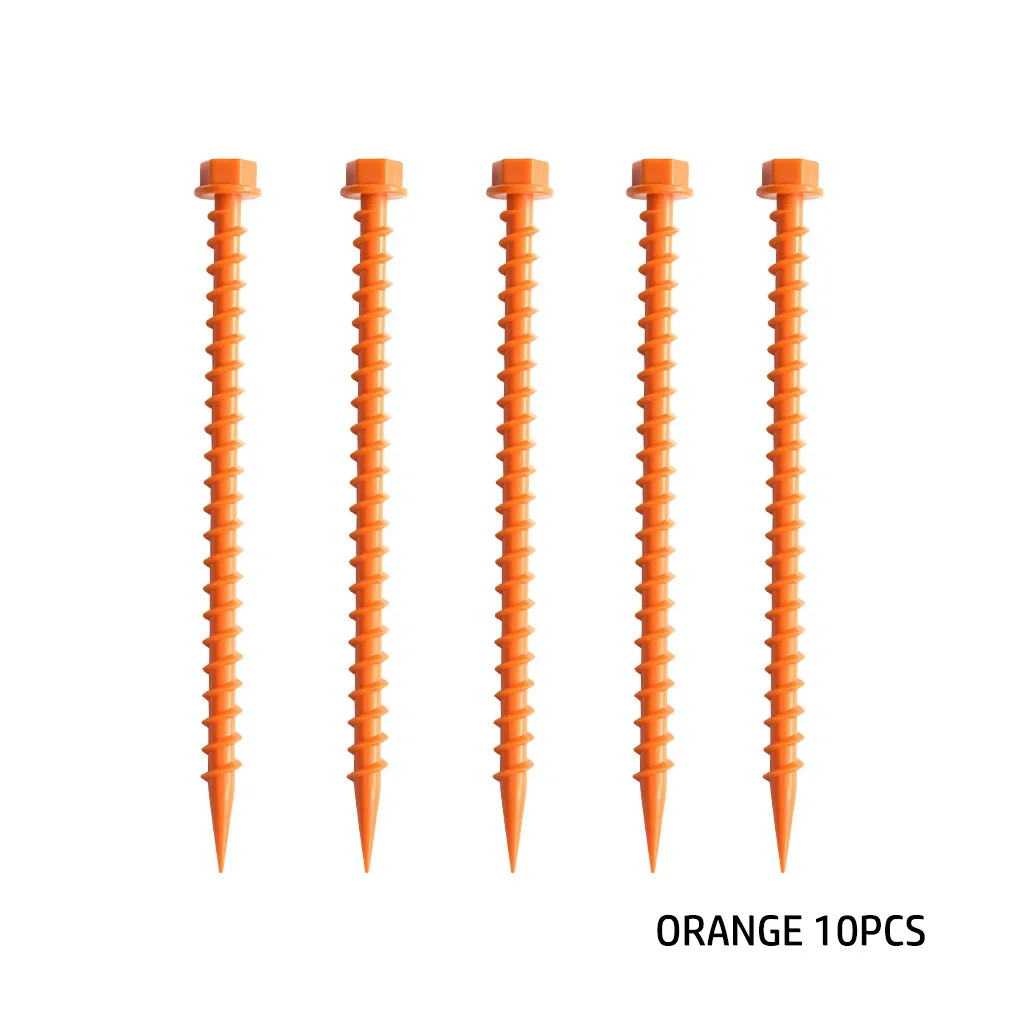 10Pcs Mountaineering Tent Ground Nails Outdoor Spikes BBQ Square Nail Orange