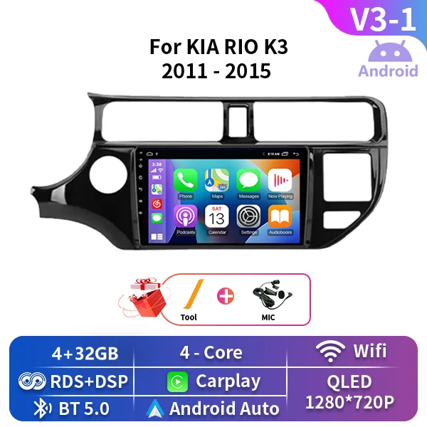 Android 15 autoradio voor KIA K3 RIO 2011 2012 2013 2014 2015 Carplay multimediaspeler stereo navigatie GPS 4G Wifi 2 Din