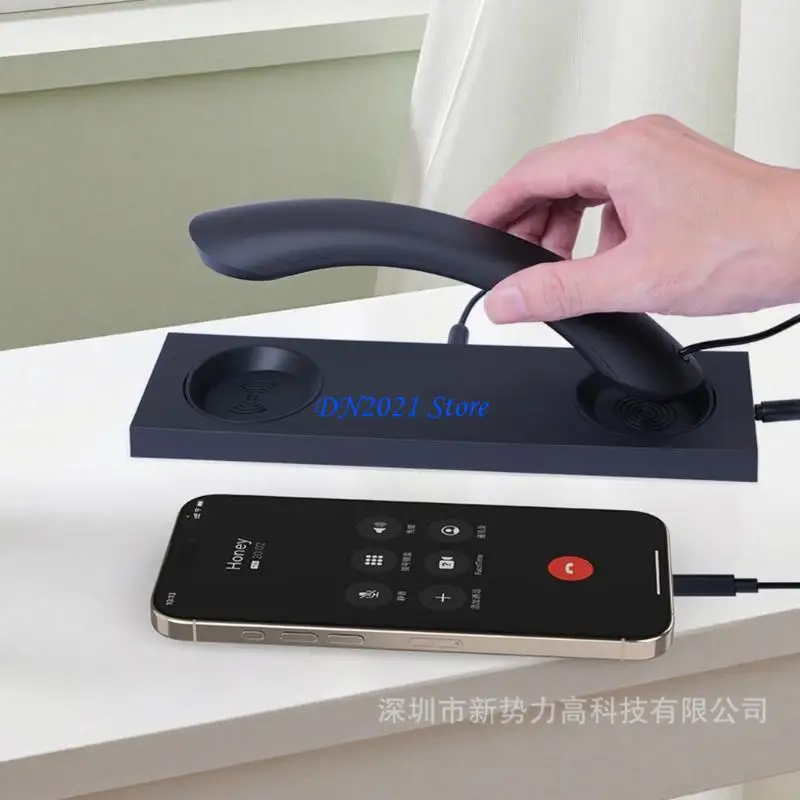 F3KE Direct Plug Type C Handset with Noise Cancelling Ergonomic for Professional Calls