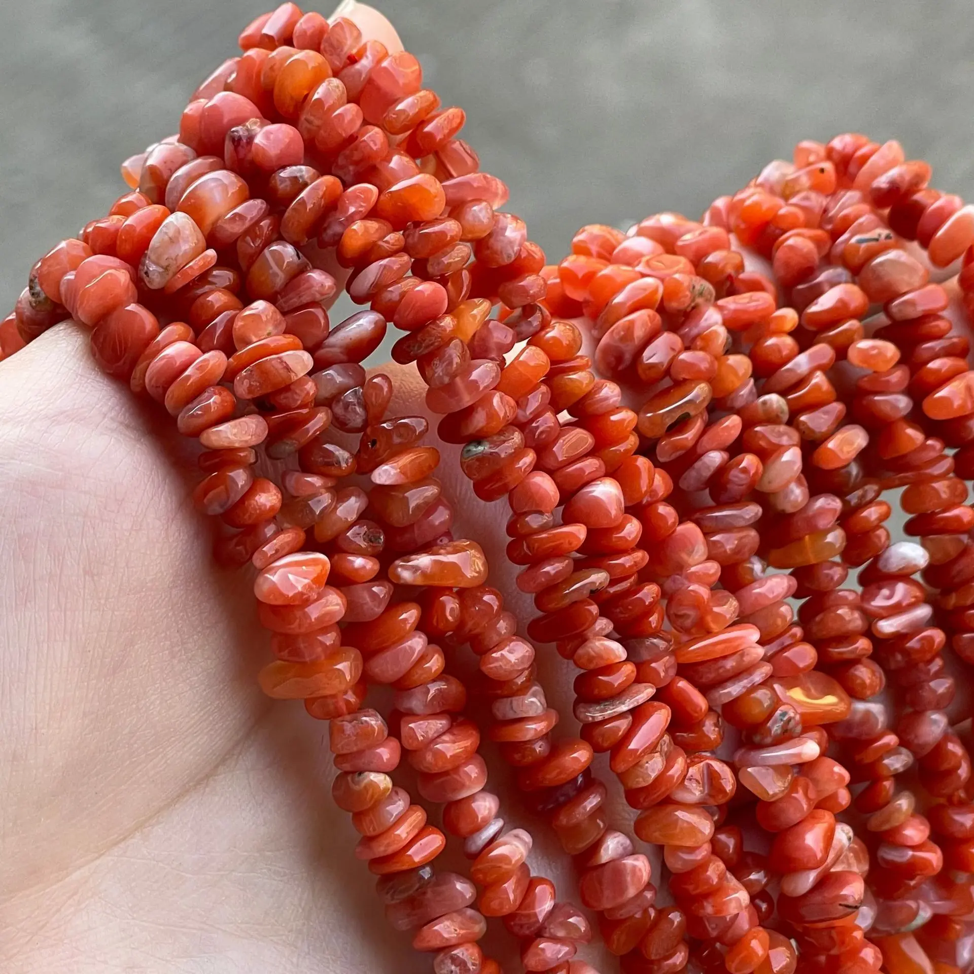 About 5-8mm Natural Irregular Nanhong Agate Gravel Loose Beads DIY Necklace Bracelet for Jewelry Making Wholesale