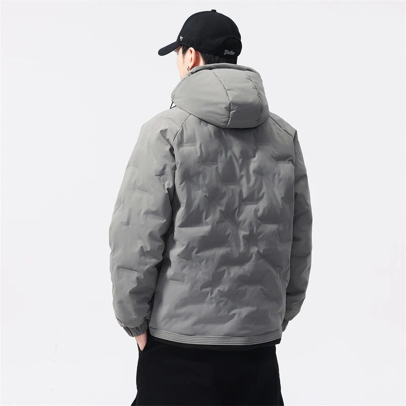 冬カジュアル高級品質メンズ綿入りジャケット冬耐寒性暖かいフード付きコートファッショナブルな綿入りジャケット
