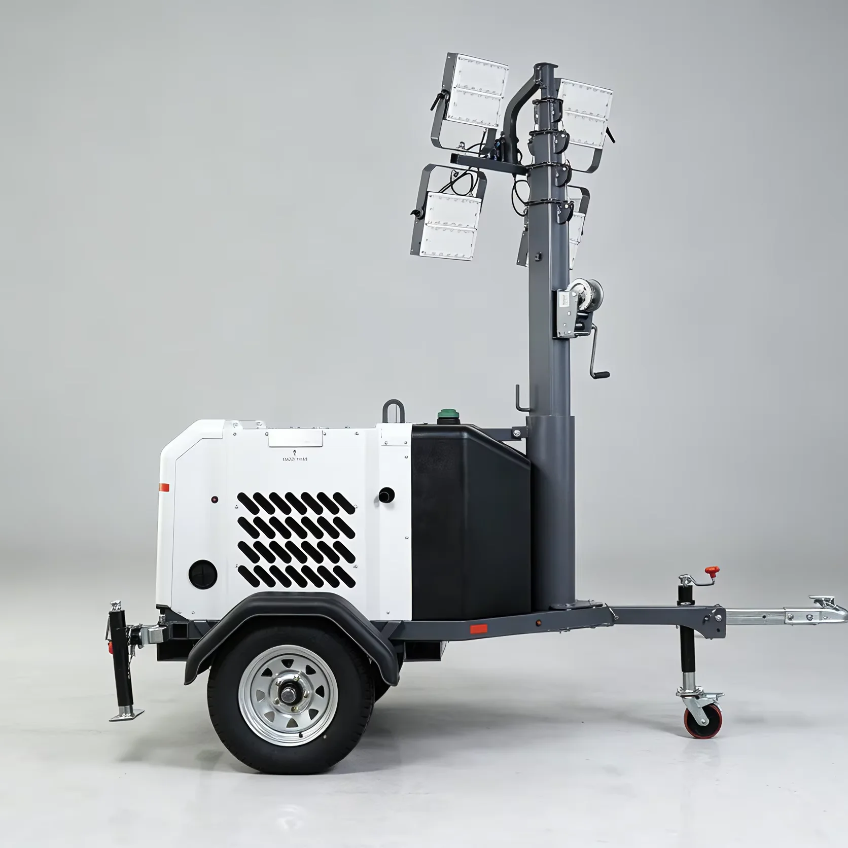 Light Tower Portable LED Water-cooled Lighting Trailer Light Tower Emergency Lighting Tower 9m Manual Mast