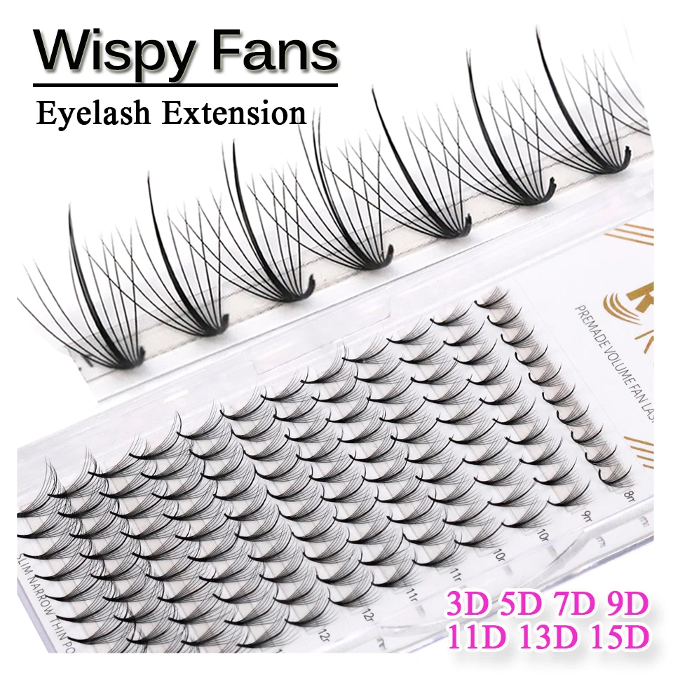 RUJADE Premade Wispy Fan Lashes Volume Fans Eyelash Extension 3D/5D/7D/9D/11D Individual Sandwich Faux Mink Spike Lashes Cluster