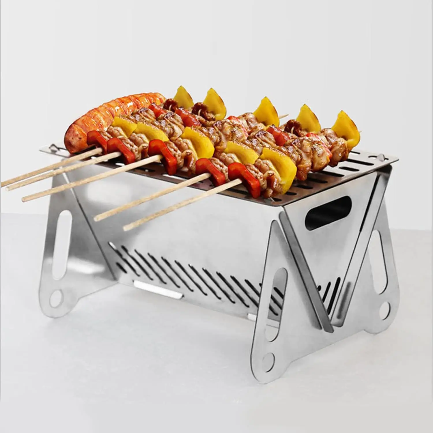 Portable Outdoor Foldable Mini Charcoal Grill Barbecue Outdoor Camping Picnic Compact Lightweight Stainless Steel Firewood Stove