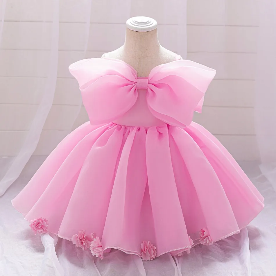 

Baby Girl Pink Sweet Dress with Big Bow Design Young Girl Dress Fashionable Textured Girl's Clothing Suitable for Parties ASQ03