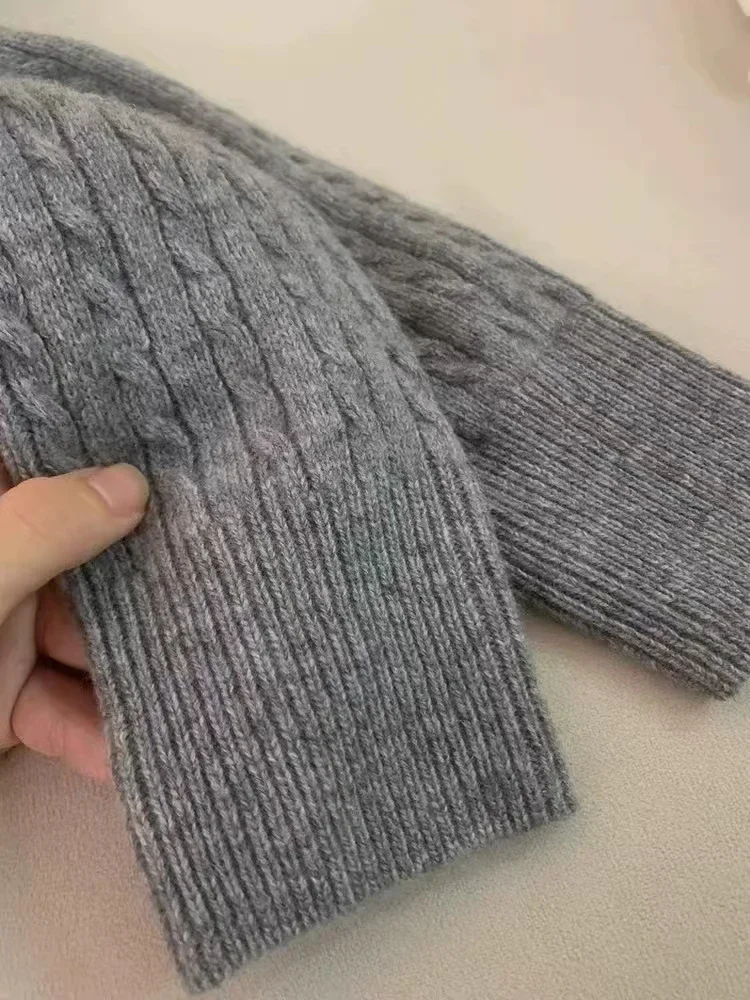 سترة نسائية من الكشمير بنسبة 100%، سترة ملفوفة، سترة كسولة بأزرار ذهبية صغيرة من الكشمير