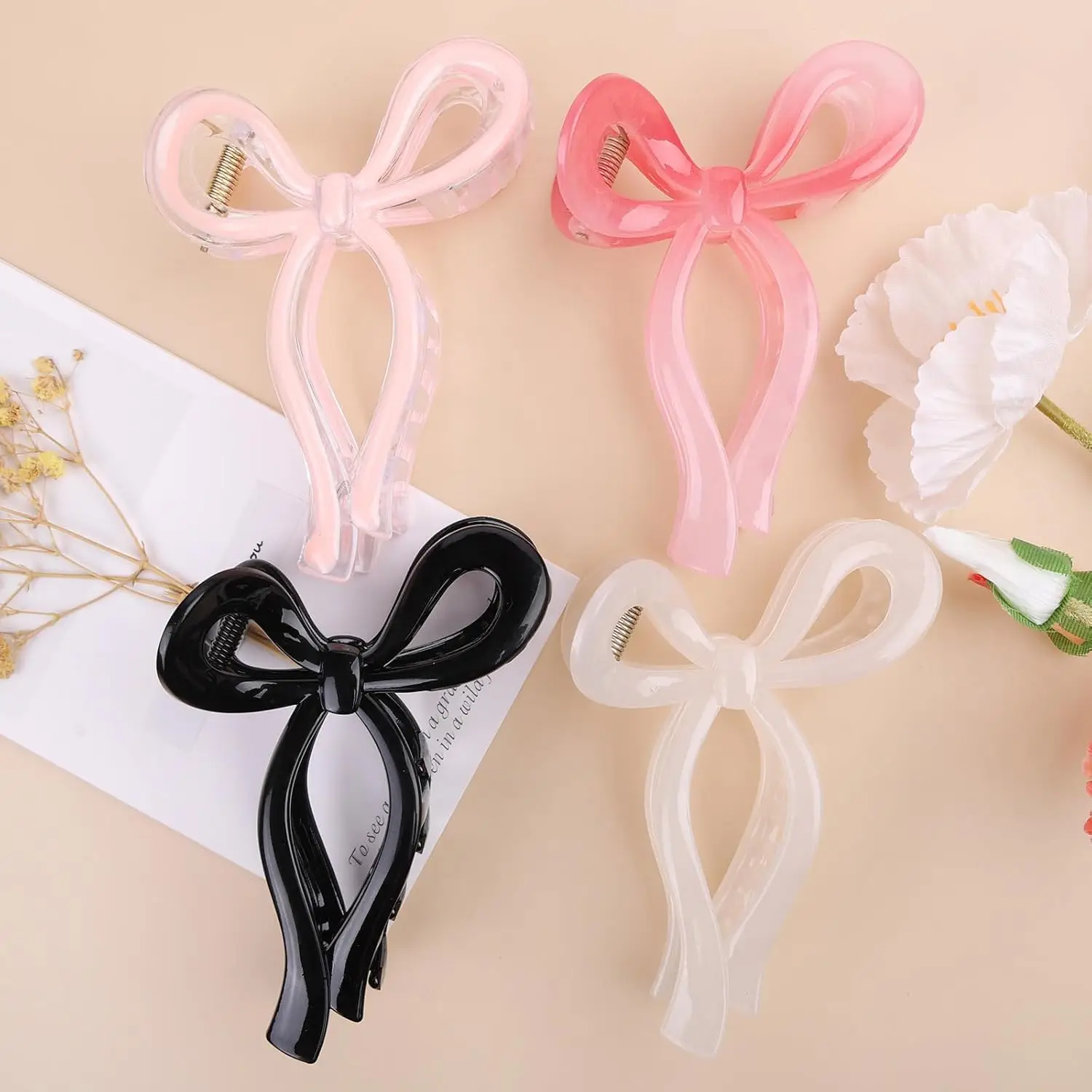 

4 Pcs Bow Hair Clips Elegant Hair Claw Butterfly Hair Accessories for Girls Nonslip Butterfly Clips