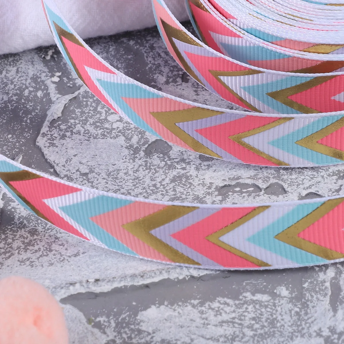 

Gold Stamping Ribbon Polyester Non Fading Durable Glitter Decor Wedding Party Supplies Valentine Gift Wrapping Ribbon Spool