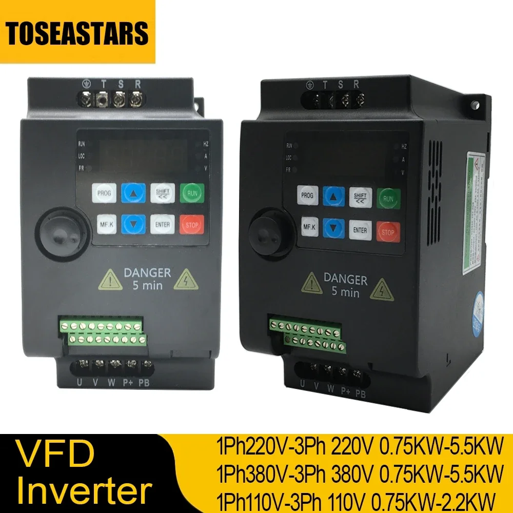 

220V 380V 110V VFD Variable Frequency Drive Vector Control Converter Inverter 0.75 1.5 2.2 3.7 5.5 KW Motor Speed Controller