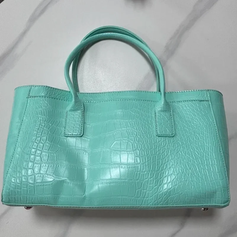 Handtasche mit Krokodilleder-Prägung und Obergriff, Luxuriöse Grüne Tragetasche, Vielseitige Schicke Alltags-Schultertasche für Frauen – Detail 20