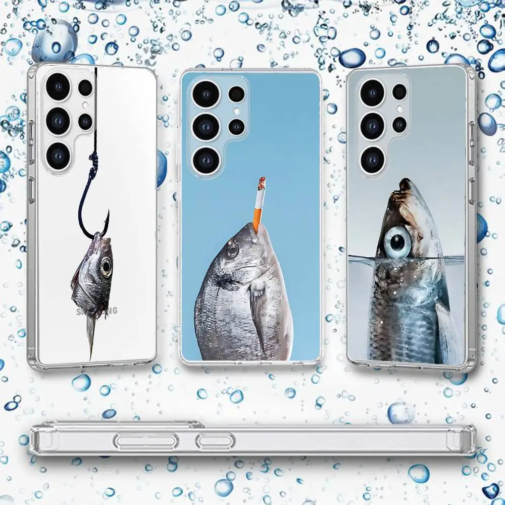 

Fishhook Fish Phone Case For Samsung Galaxy A,71,70,52,51,40,31,50,50S,30S,21S,12,10,Note20ultra Transparent Cover