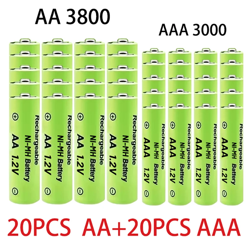 1.2V AA + AAA NI MH Rechargeable AA Battery AAA Alkaline 3000-3800mah For Torch Toys Clock MP3 Player Replace Ni-Mh Battery