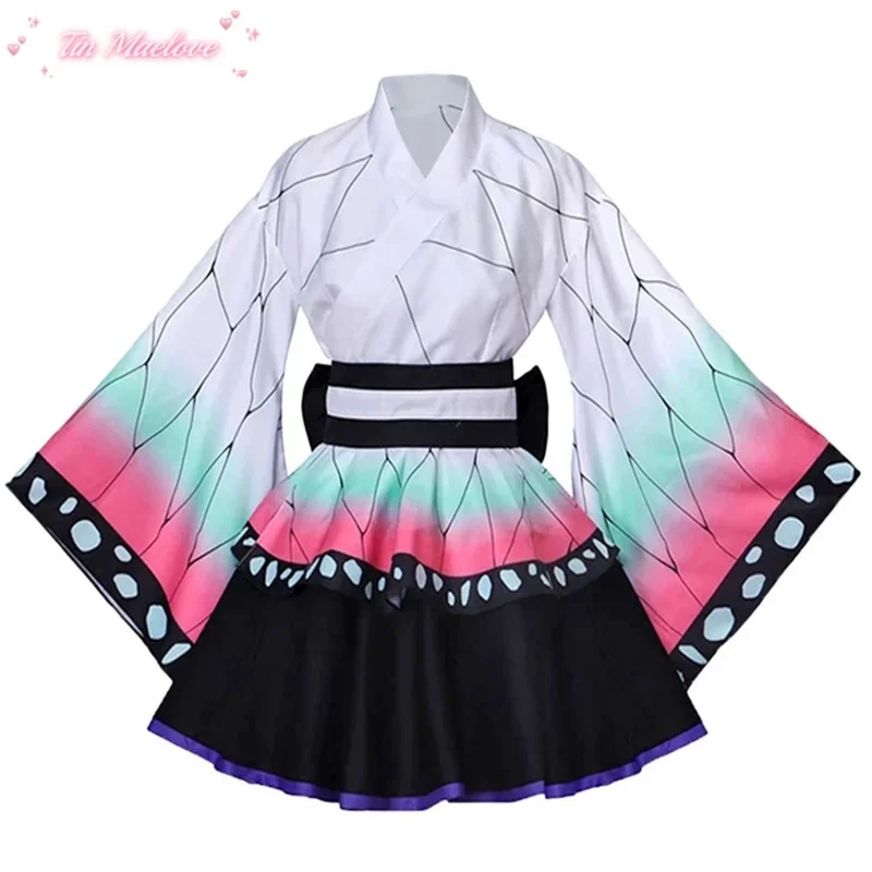 Anime Demon Slayer Kimono Maid Dresses Kamado Nezuko Cosplay Costume Japanese Kimonos Women Lolita Dress Halloween Party Gift