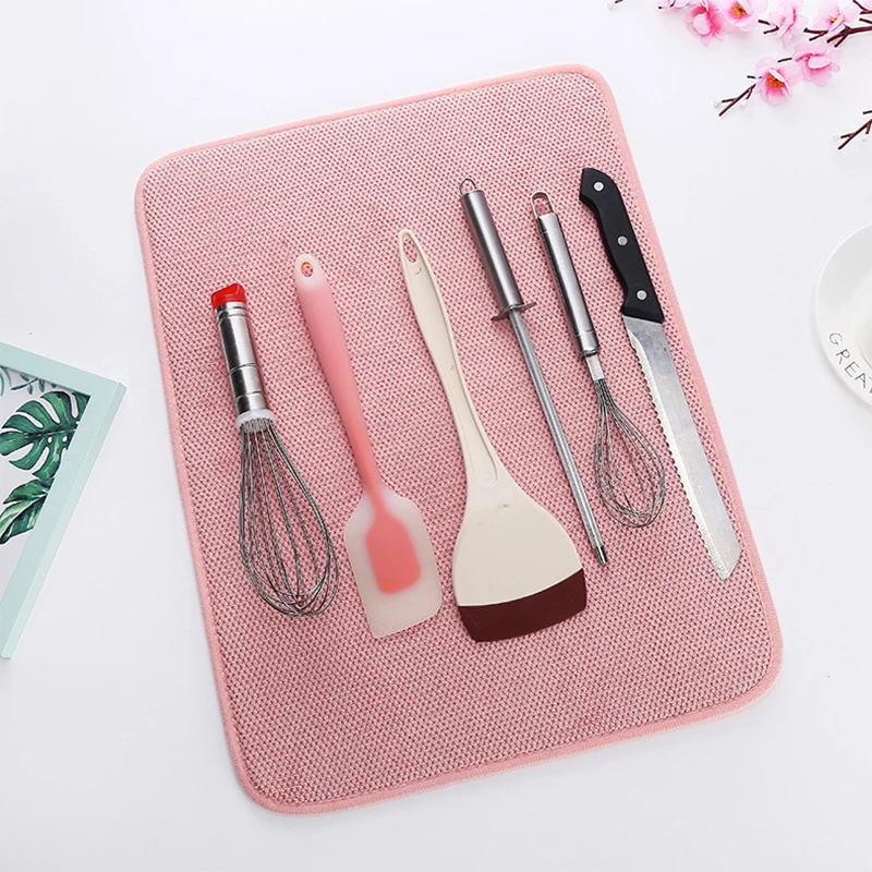 30x40cm Dish Drying Mat In The Cabinet Drying Mats Microfiber Absorbent Table Placemat Non Slip Heat Resistant Drain Drying Pad