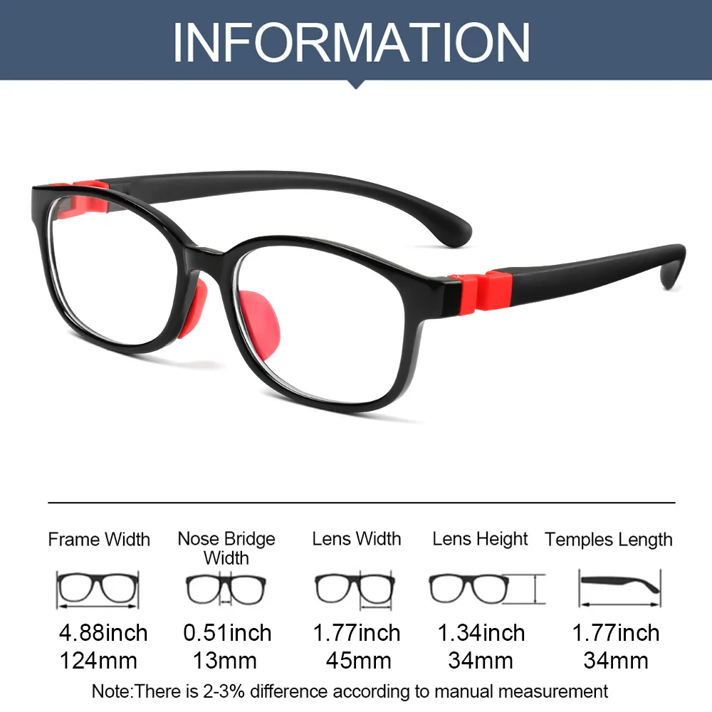 Children Silicone Anti-blue light Glasses TR90 Flexible Removable Flat Mirror Non-slip Sport Eyeglasses Frame Girls Boys Glasses