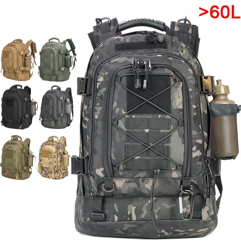 60L Hiking Tactical Backpack Men 3 Day Molle Rucksack 3P Men Outdoor Travel Hiking Rucksacks Camping Hunting Climbing Bags