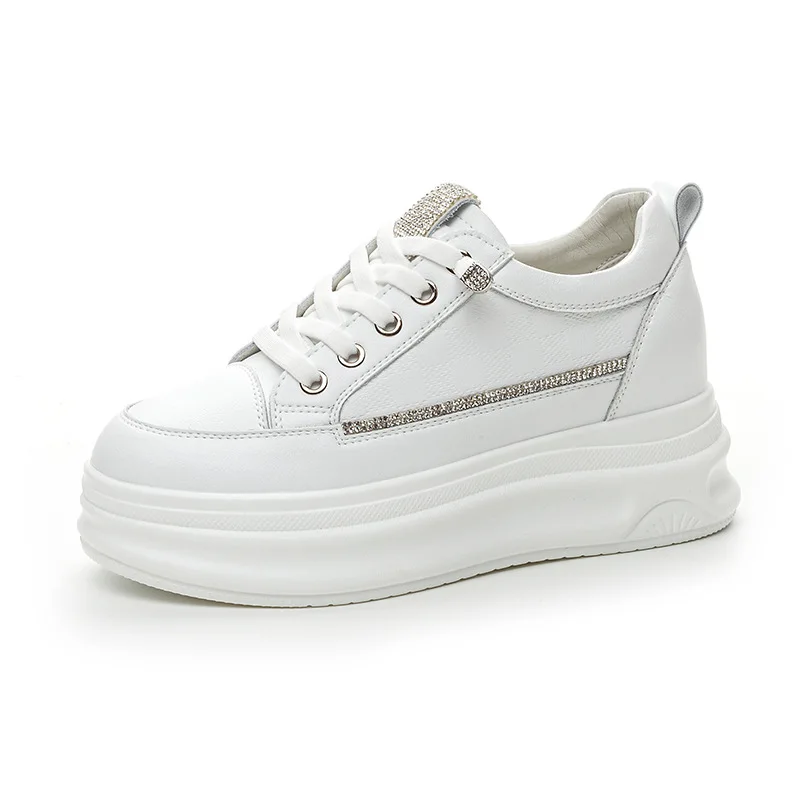 

6 см из натуральной кожи на танкетке, блестящие модные женские весенне-летние удобные осенние массивные кроссовки, дышащая обувь