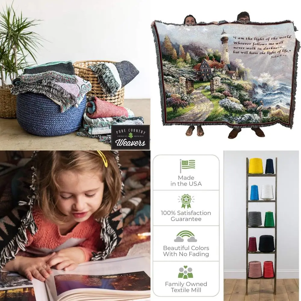 

Религиозный гобелен Джеймса Ли «I Am The Light», Священное Писание Джона 8:12, хлопчатобумажная ткань, сделано в США, 72x54