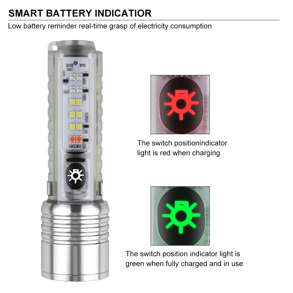 Asafee S21 30W 600m Long White Flashlight Side Light Rechargeable Waterproof Type-C Charge Pancratic Torch