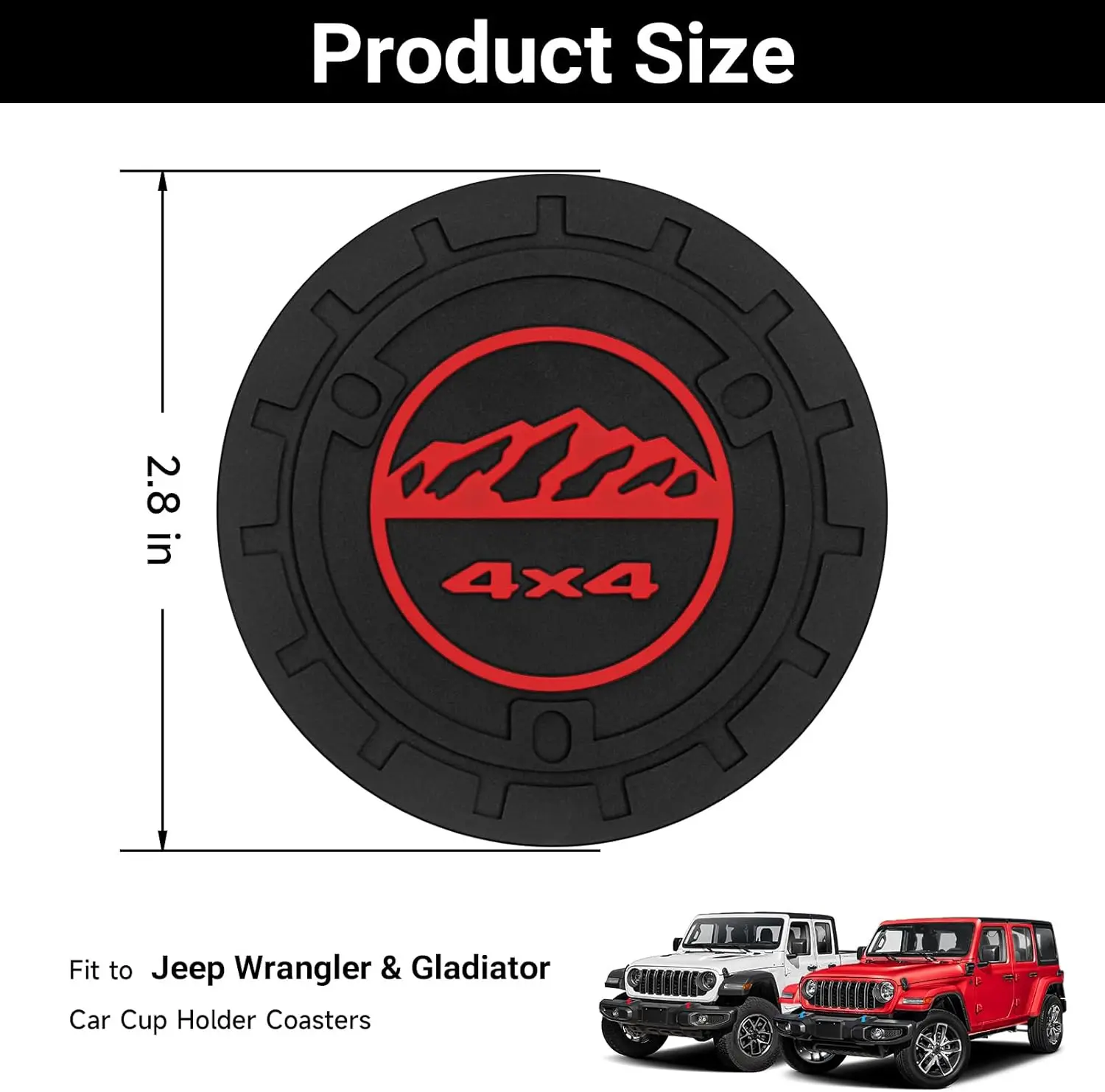 2PCS Auto Car Truck SUV Cup Holder Mat for Jeep Wrangler JL JK JLU&Gladiator JT Accessories,Silicone Cup Inserts Interior Mats view 3