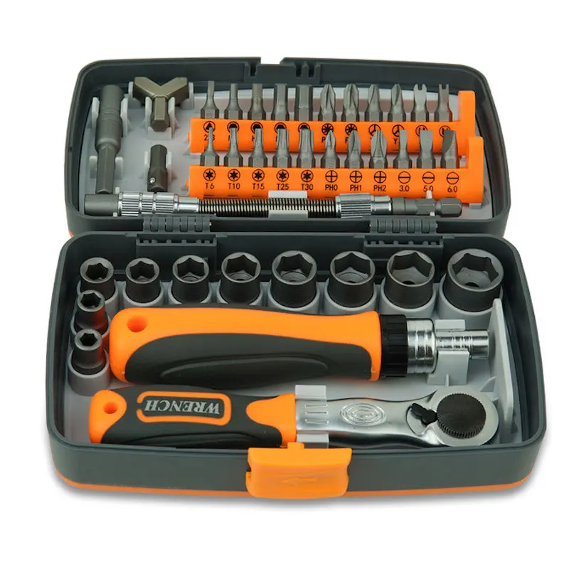 Hot labor-saving ratchet multipurpose screwdriver set Socket wrench screwdriver bit combination Household hardware tools 38 in 1