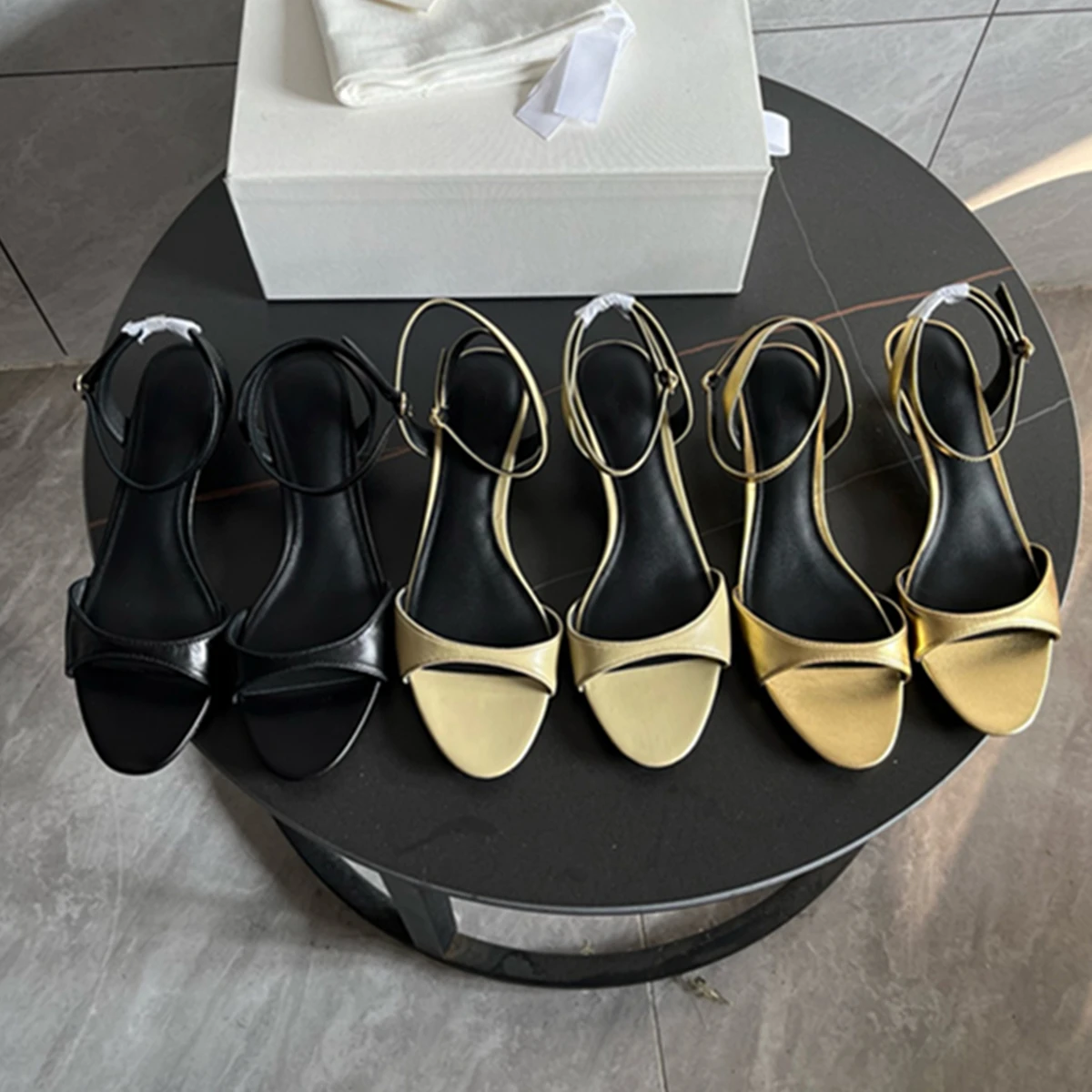 

Jenny&Dave Minimalist Italian Sheepskin Women's Sandals Shoes 2026 Summer Heel Shoes French Elegant Commuting Sandals Women