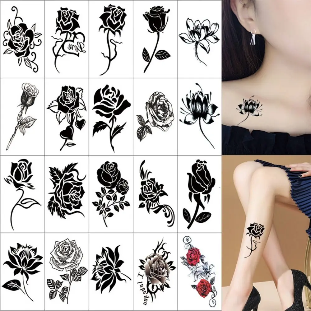 

5/10/20/30/50 pcs Rose/ Butterfly Pattern Temporary Tattoo Stickers Waterproof 3D Texture Butterfly Tattoo Stickers Colorful