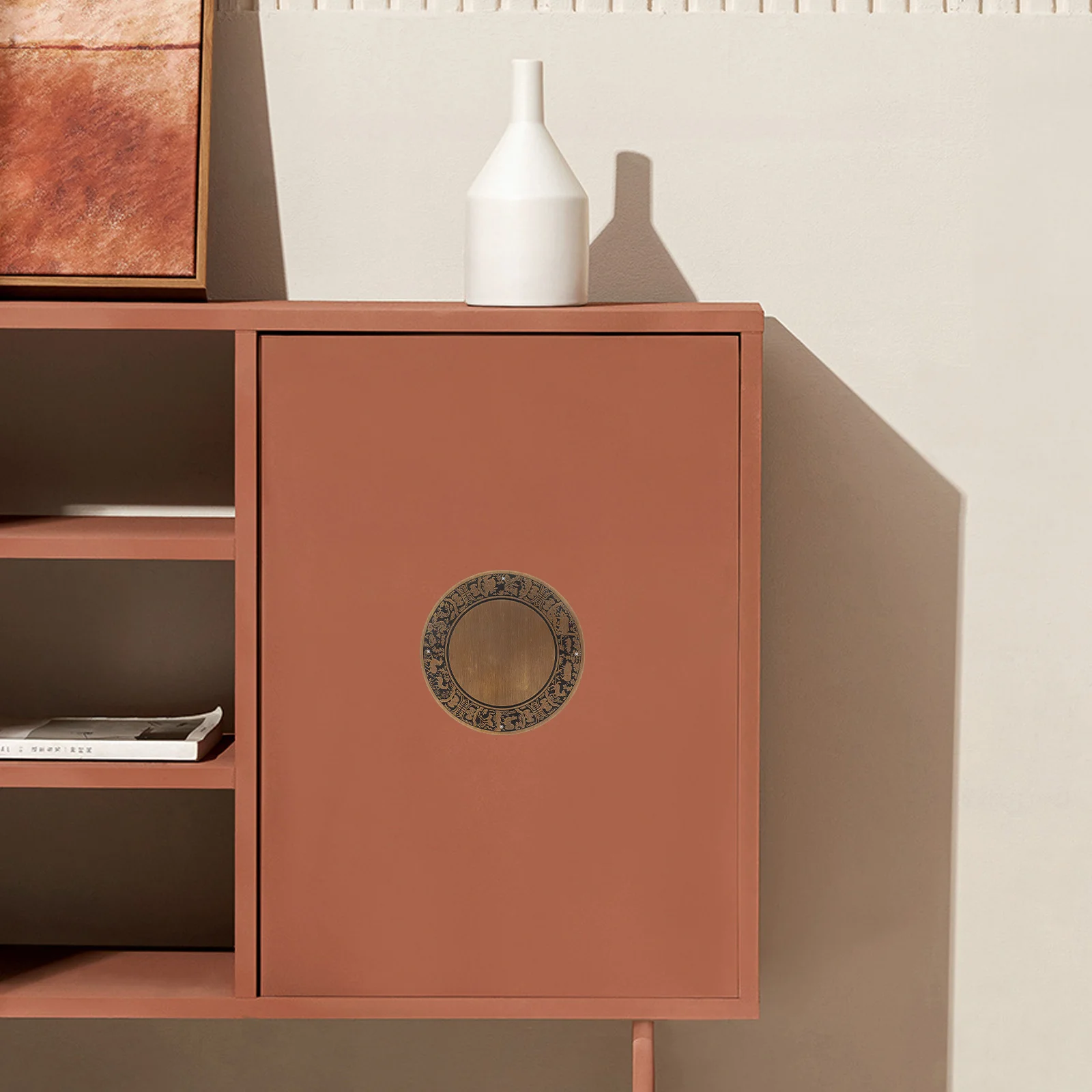 

Style Wooden Box Copper Inlay Decorative Cabinet Faceplate Backplate Stand Front Brass Cabinet Full Copper Surface