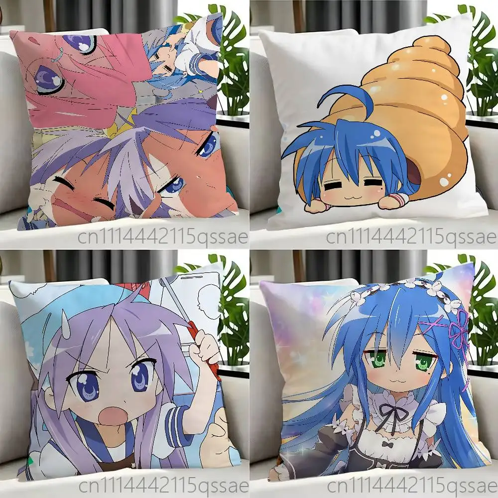 I-Izumi Konata Lucky Star Pillow case Printed Polyester Throw Pillow Cover Decorative Sofa Cushion Pillowslip Home Decor