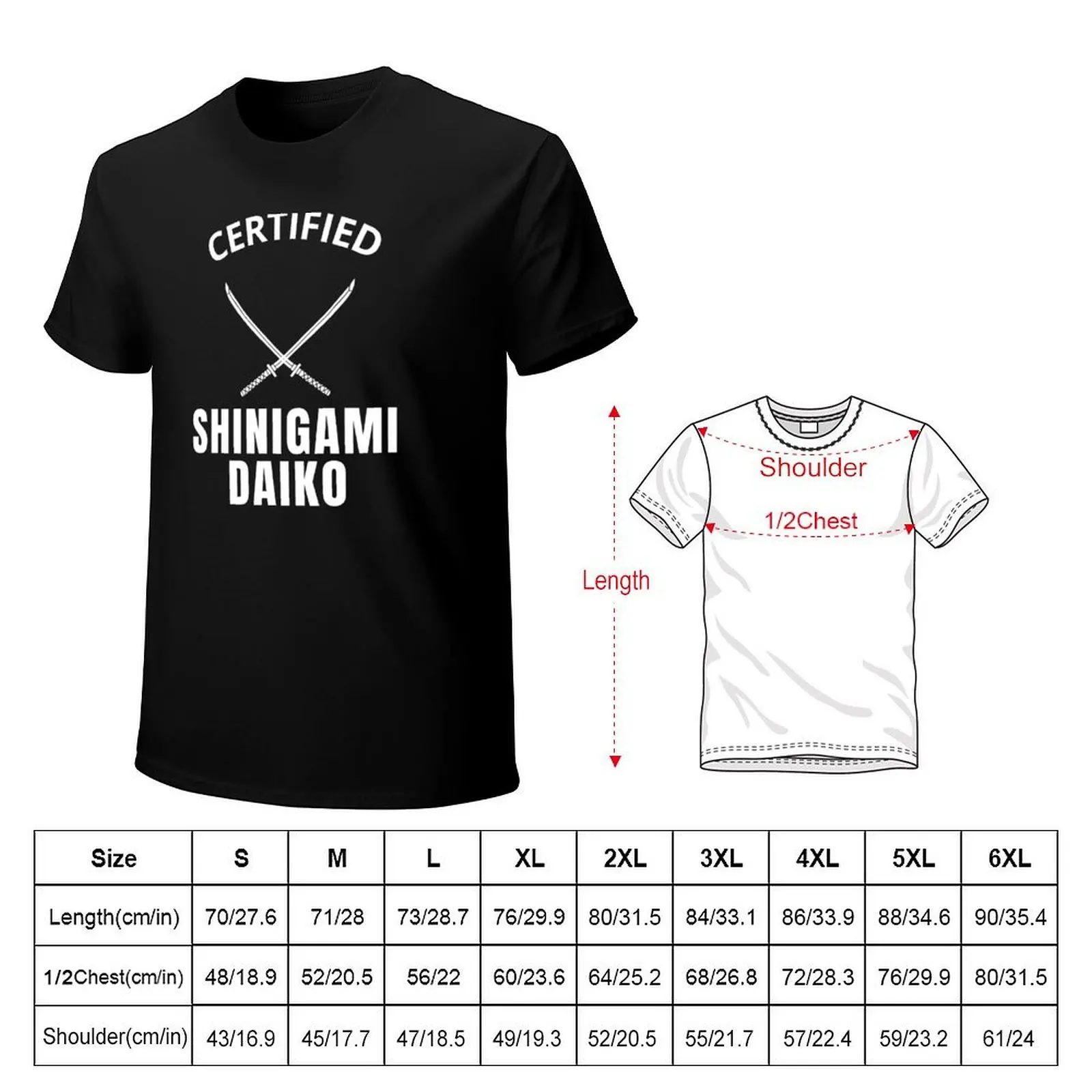 Certified Shinigami Daiko Manga Anime quote T-shirt plus sizes funnys mens champion t shirts