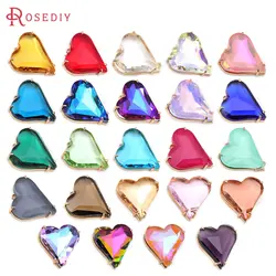 6PCS 18K Gold Color Brass Heart Charms Pendants High Quality Necklace Earrings Diy Jewelry Accessories