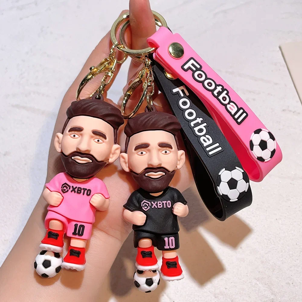 Heißer Verkauf Fußballstar Messi Schlüssel bund Mode tasche Anhänger niedlichen Puppe Schlüssel ring Auto Ornamente Schlüssel zubehör Schmuck Geschenk für Freunde