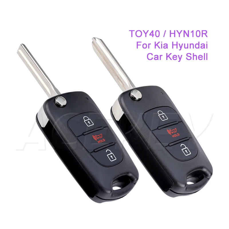 

TOY40 HYN10R Uncut Blade для Kia, для Hyundai Rio Soul, для Sportage 2010-2014, откидной автомобильный пульт дистанционного управления, чехол с 3 кнопками