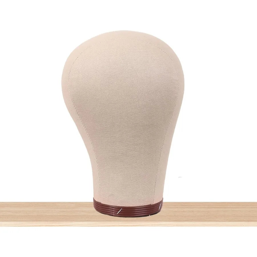 Cabeça de peruca de bloco de lona de cortiça de 23 polegadas com suporte e pinos de cabeça para fazer perucas profissionais e estilo, ideal para salão de beleza e casa
