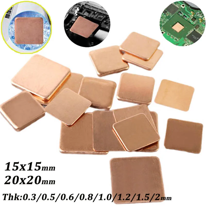 Copper Sheet Plate Strip Shim Thermal Pad Heatsink Sheets For Laptop GPU CPU VGA Chip RAM Cooling Thick 0.3/0.5/0.6/0.8/1.0-2mm