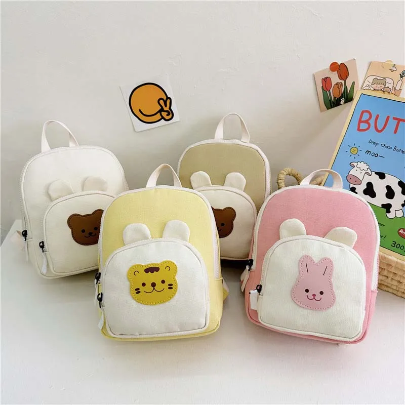 Koreaanse Canvas Kids Rugzak Kawaii Kinderen Handtassen Voor Meisje Kleuterschool Jongen Schooltas Cartoon Beer Bunny Peuter Tas 2023