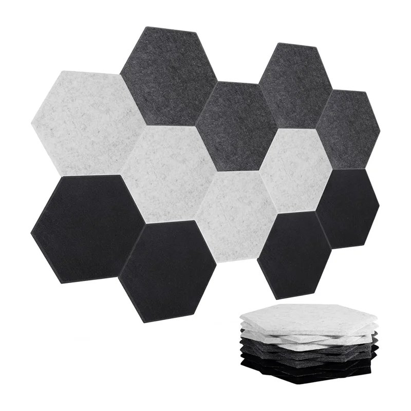 ABLB-Acoustic Panels, 12 Pack Soundproof Wall Panels,Self-Adhesive Sound Absorbing, Hexagon Sound Proof Panels