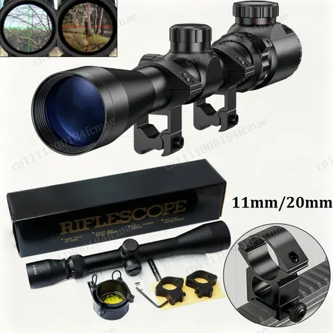 New 3-9x40 Hunting Riflescope Optical Scope Red Green Illuminated 11/20mm Rail for Air Rifle Optics Hunting Airsoft Rifle Scopes