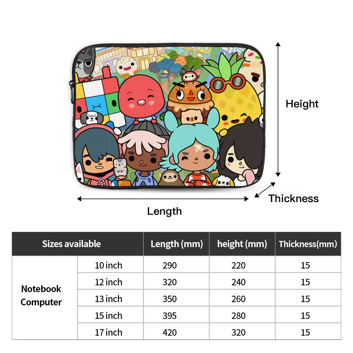 توكا لايف بوكس توكا بوكا لطيف لعبة كمبيوتر محمول غطاء للأكمام حقيبة 10 12 13 15 17 بوصة حقيبة دفتر كم اللوحي للصدمات حقيبة