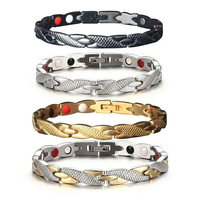 Magnetic Bracelet For Women Health Sliming Blood Pressure Stainless Steel Bio Energy Bracelet Femme Reilef Arthritis